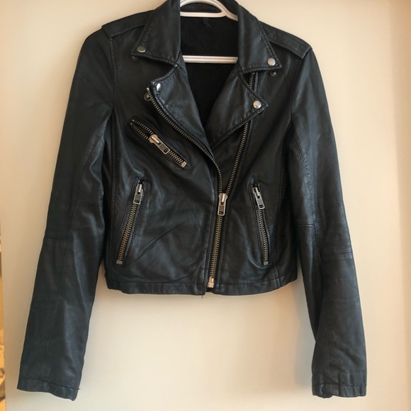 Top shop vegan leather Moto jacket black size 4 - Picture 1 of 7